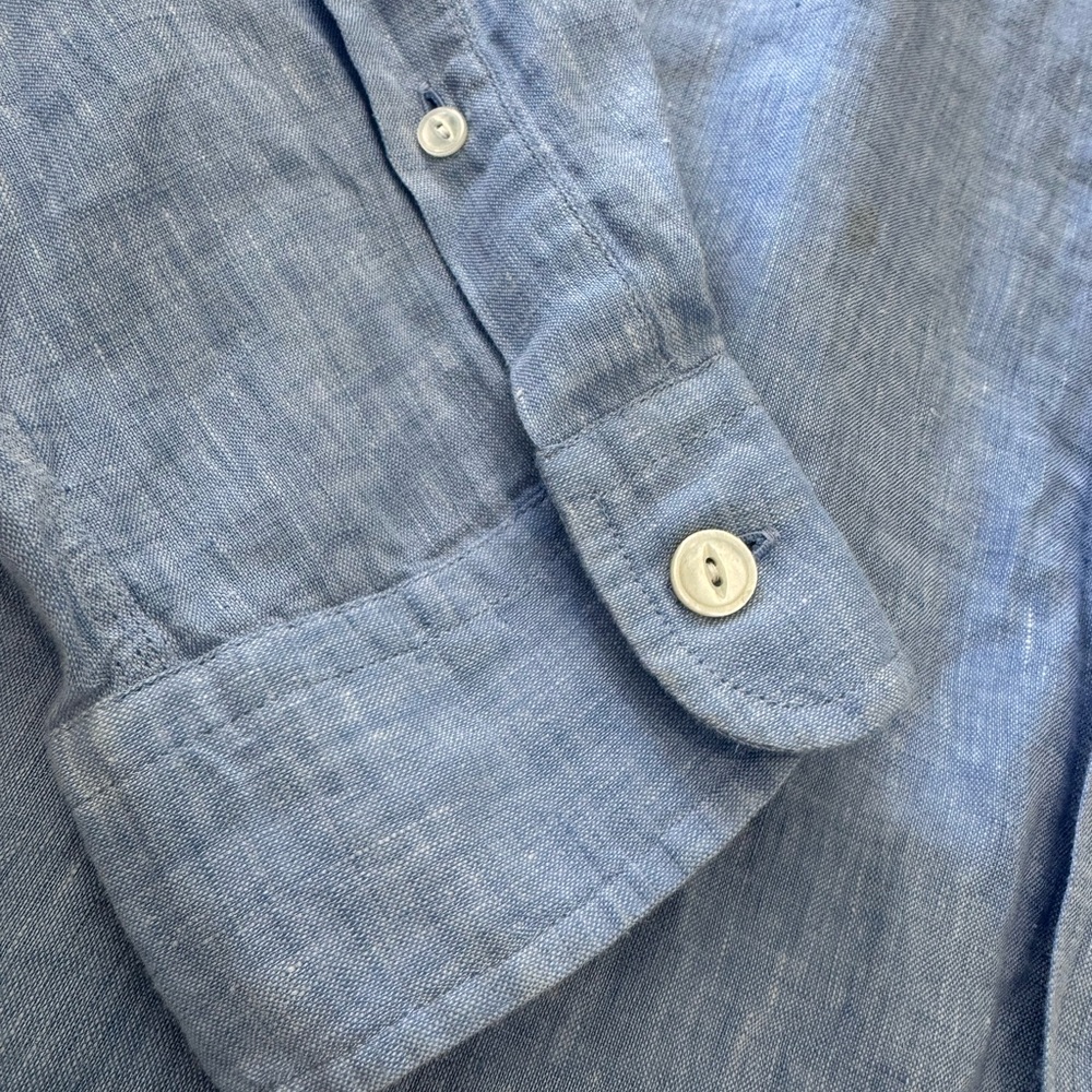 Ralph Lauren Purple Label Linen Sky Blue Casual Button Down Shirt Men’s SZ XL - Picture 4 of 15